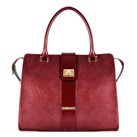 Rebekah Metallic Snake-Embossed Leather Satchel