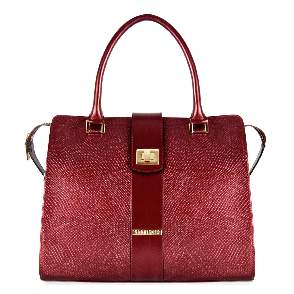 WS Rebekah Metallic Snake-Embossed Leather Satchel
